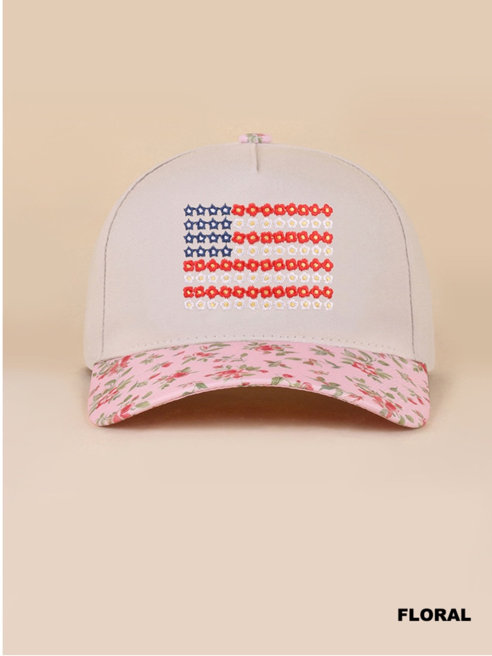 ZENANA STAR FLORAL AMERICAN
FLAG TWO TONE COTTON
HAT